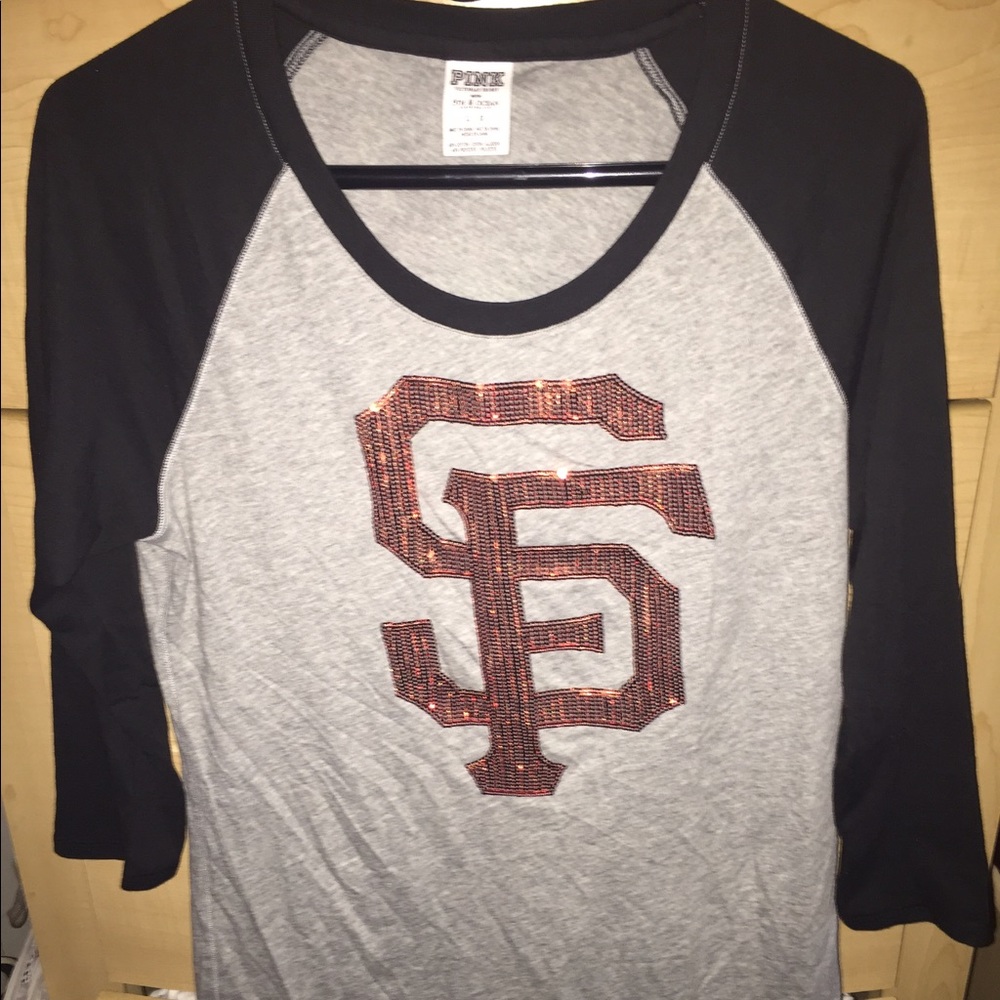 NWOT PINK SF Giants 3/4 length baseball tee.