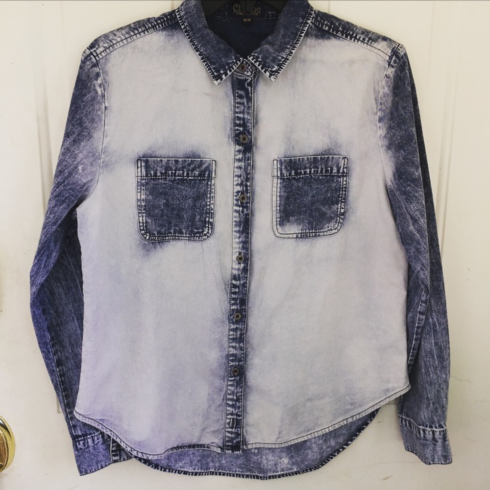 Two-toned wash denim shirt