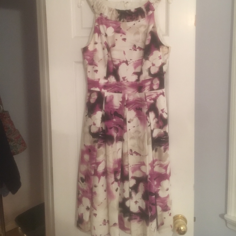 Floral dress with high scoop neck