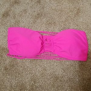Pink strapless bikini top