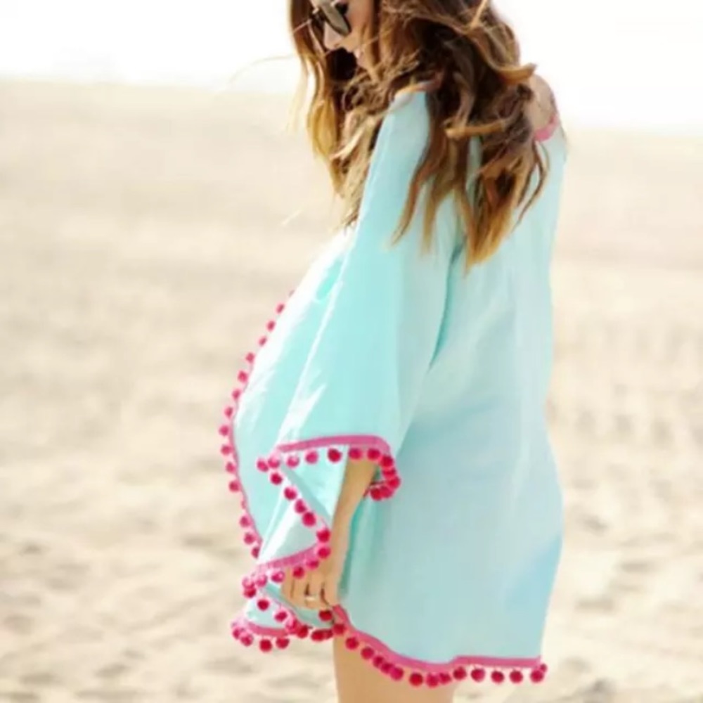 Pom-pom Beach Poncho - Picture 2 of 6