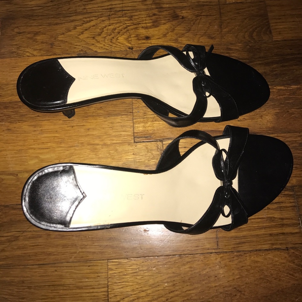 Black Nine West Slide On Heels- Size 9,5