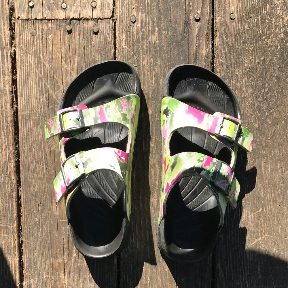 Pink and green Camo Birkenstock (birki's)