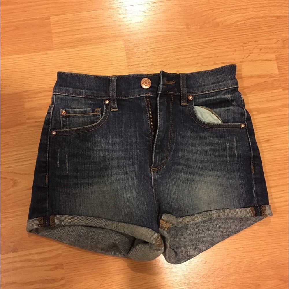 Dark wash denim shorts