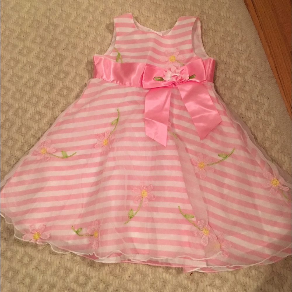 Pink and White Striped Dressy Dress
