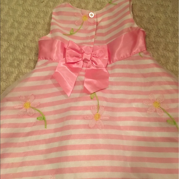 Pink and White Striped Dressy Dress - Picture 2 of 3
