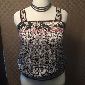 WHBM Smocked Geometric Blouson Tank Top  Size Med