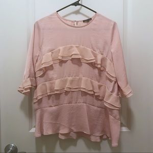 Who What Wear pink ruffle top