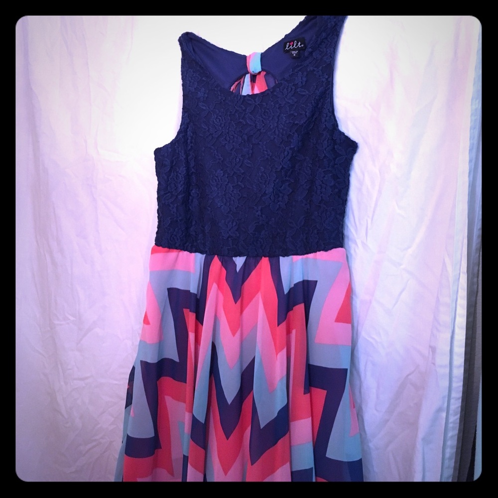 Navy and pink dress