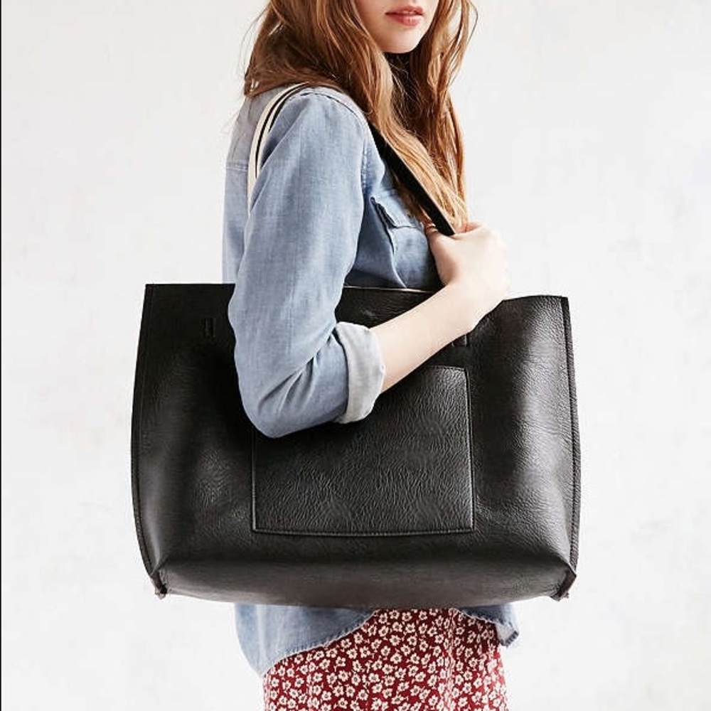 Reversible Vegan Leather Tote Bag