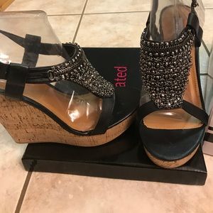 Brand new black wedge sandal. Not Rated sz9.5