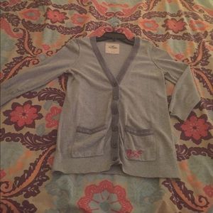 Hollister Gray Quarter Sleeve Pocket Sweater