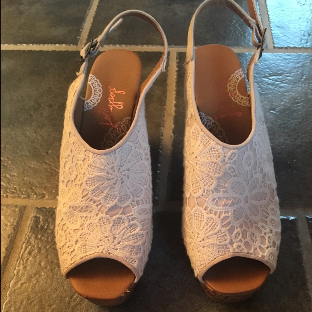 White Lace Wedges