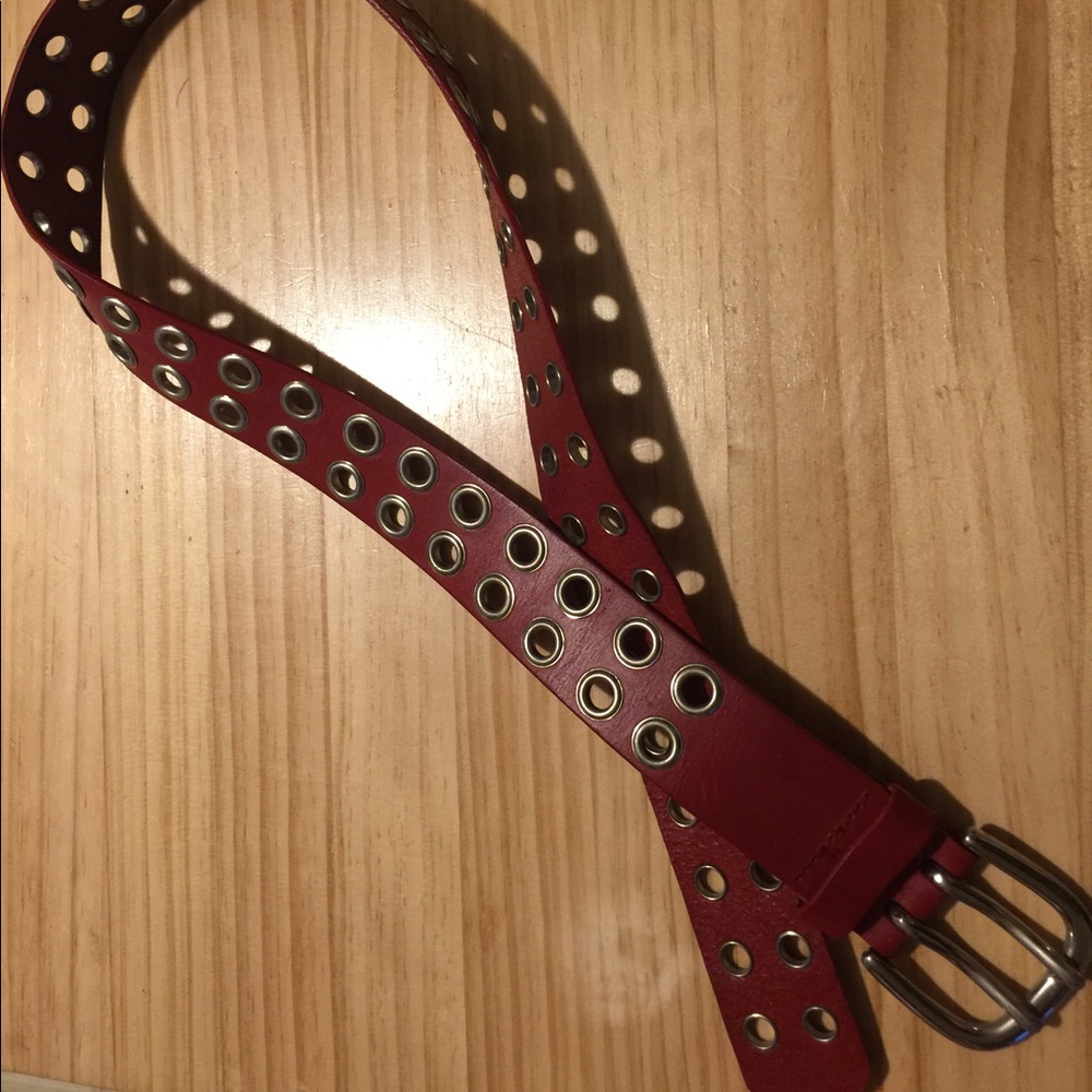 Express women's red leather grommet belt