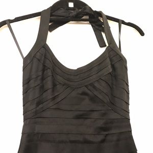 NWOT BCBG MAXAZRIA Satin Tier Halter Dress LBD!
