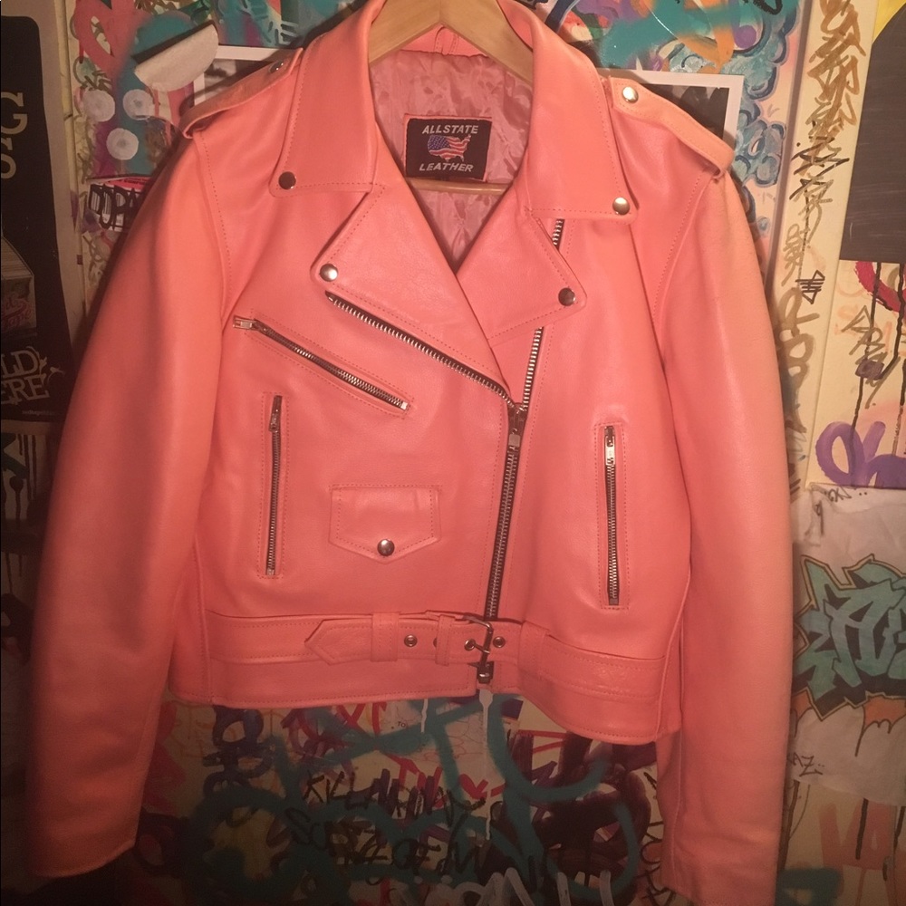 BUBBLEGUM PINK MOTORCYCLE JACKET.
