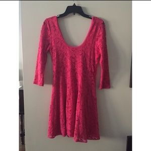 Free People Garden Lace Hot Pink Skater Dress