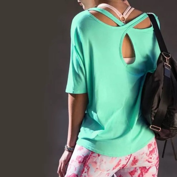 Twist Back YOGA Active TOP Elbow Sleeves NEW - Picture 3 of 3