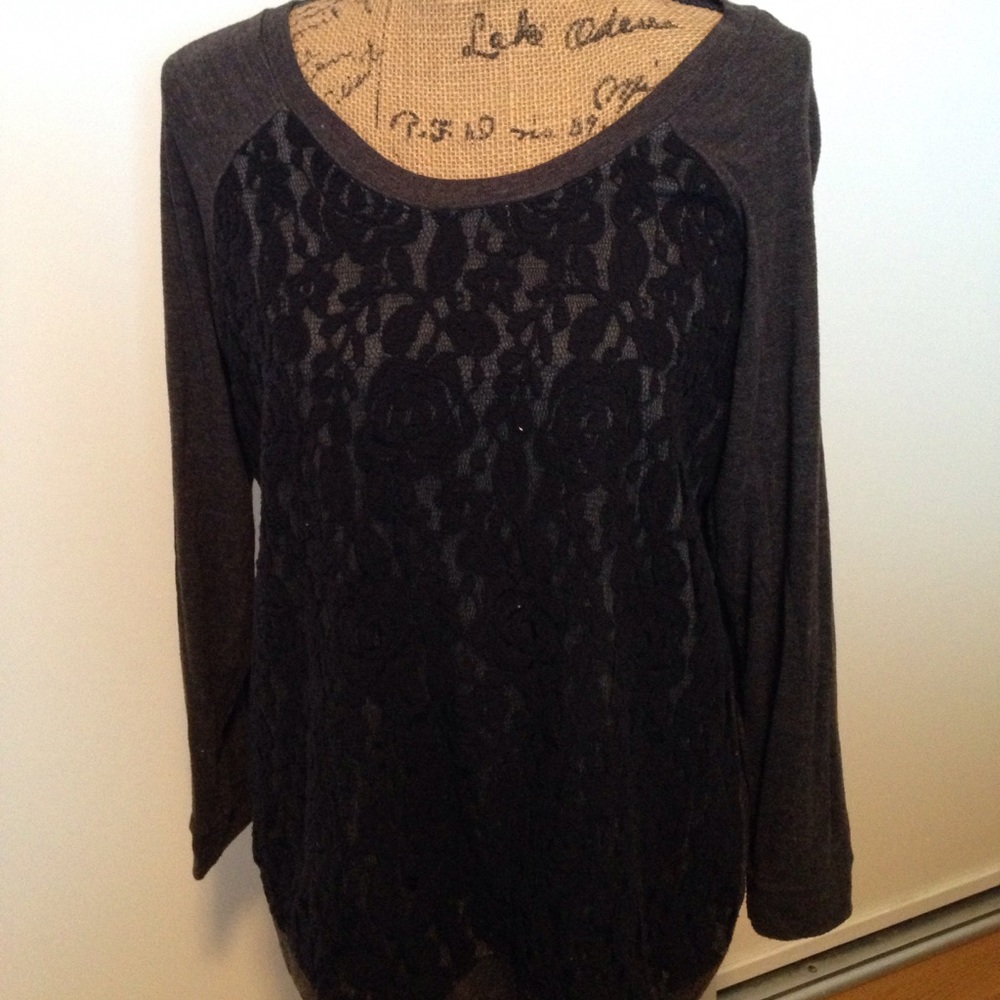 Lace front sweater