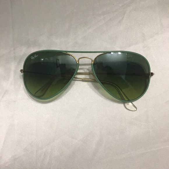 Ray-Ban 58m Aviator Green/Gold Gradient Sunglasses - Picture 1 of 3