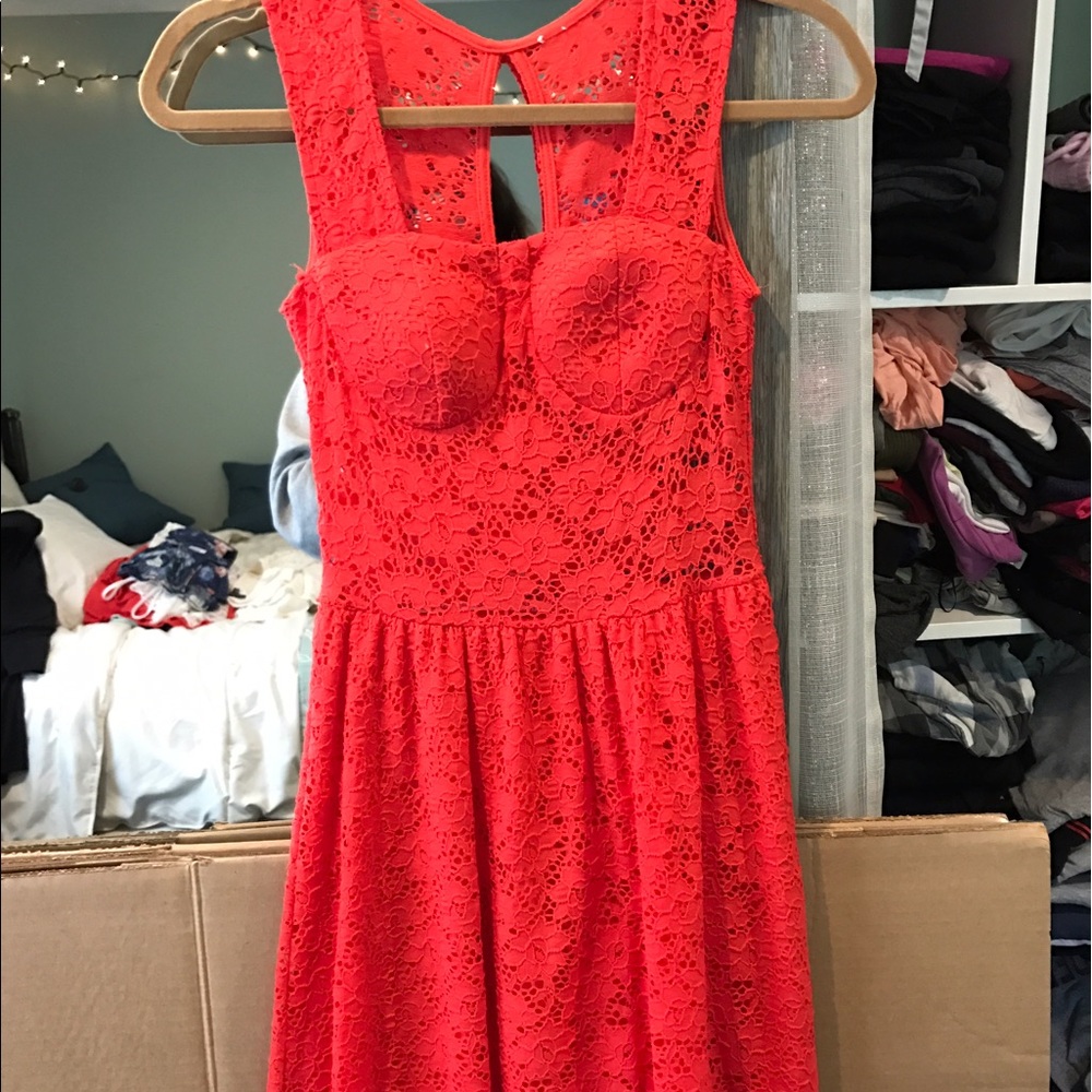 Red lace dress
