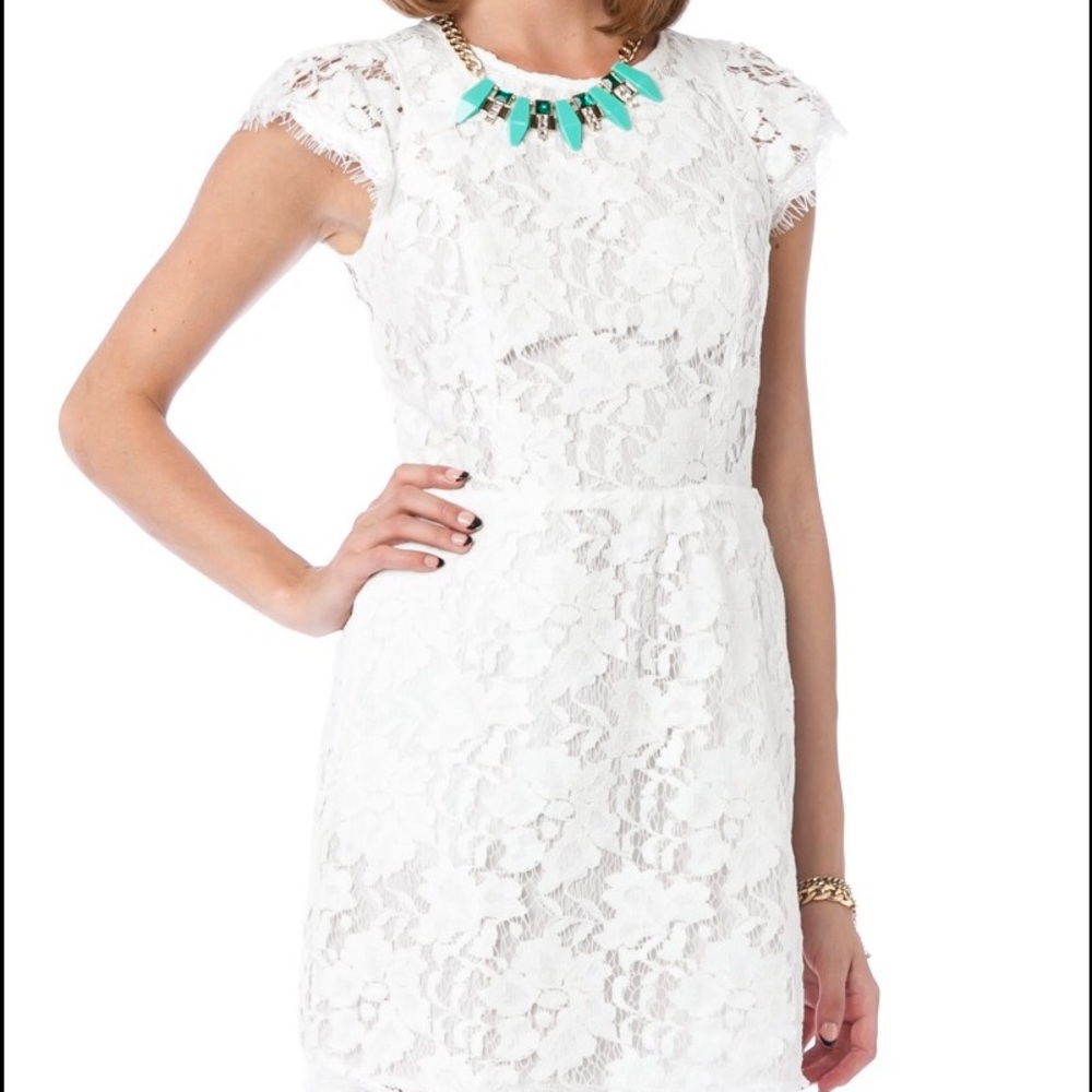 White lace open back dress Sz S