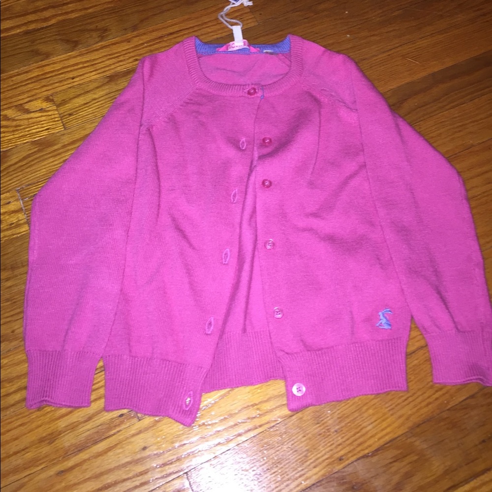 NWT Joules Girls Pink Cardigan Sweater.