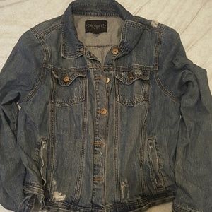 Distressed jean jacket