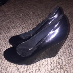Black Patent Wedges/Heels