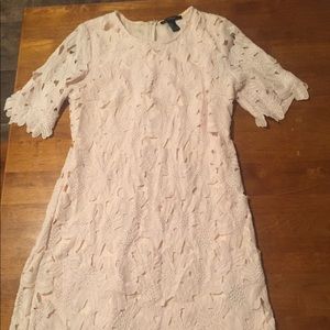 Floral lace cream dress