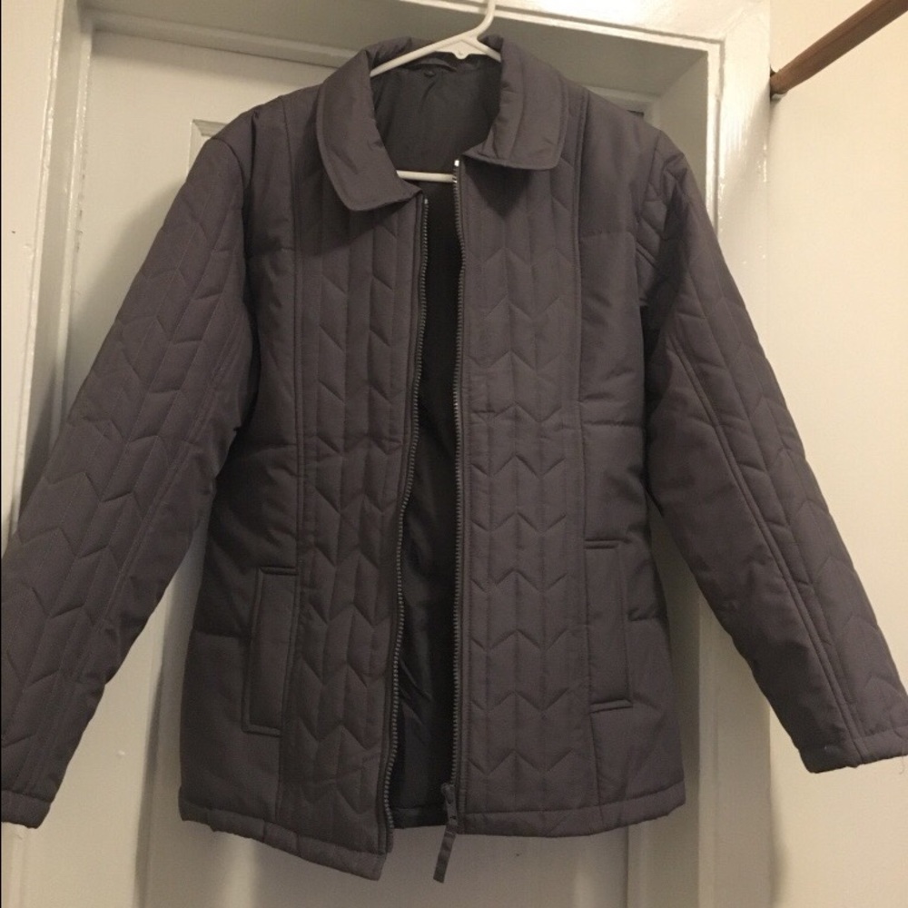 Charcoal grey zip up bubble jacket