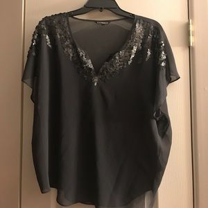 •OFFERS WELCOME• Sequined Sheer Express Shirt