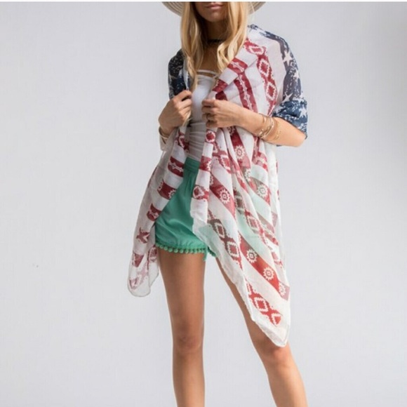 American Flag 🇺🇸 shawl Aztec print - Picture 3 of 4