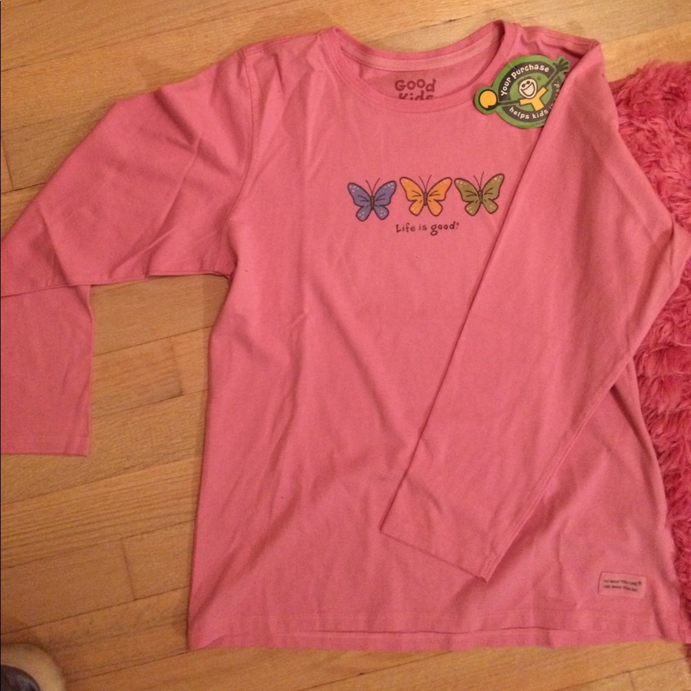 Life is good pink girls shirt