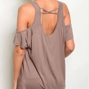 Mocha Cold Shoulder Top