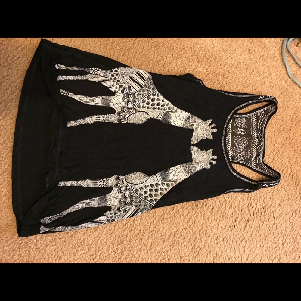 Black tang top with giraffes