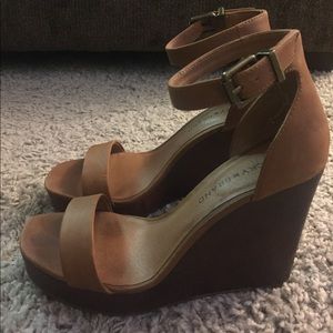 Lucky Brand brown strap wedges