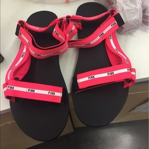 NWOT VS PINK Velcro strap sandals size M