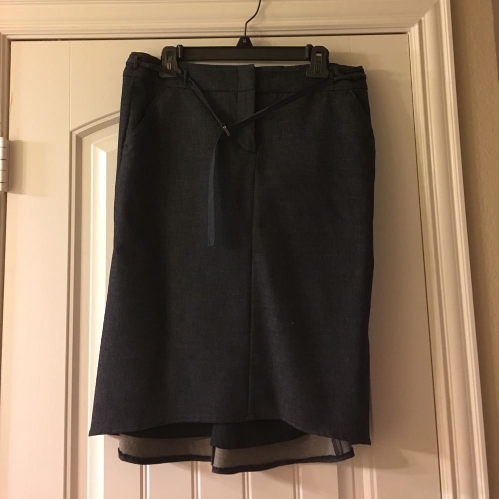 BCBG Chambray Pencil Skirt with Tulip back