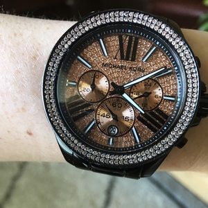 Michael Kors Black and Rose Gold watch