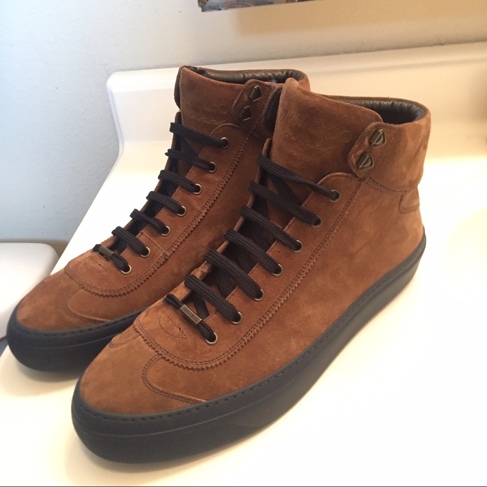 Jimmy choo suede argyle high top sneakers