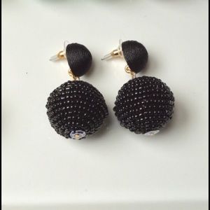 Black Beaded Drop Earrings