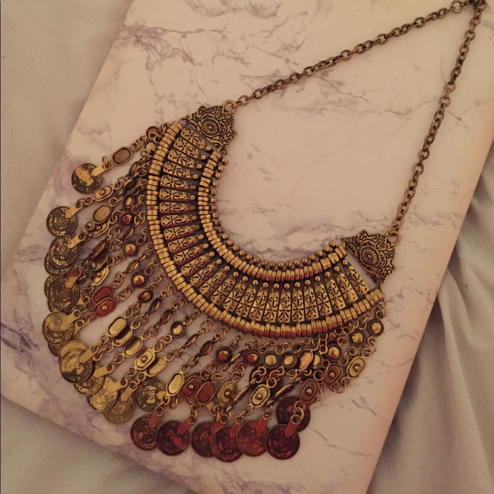 Antique coin inspired statement necklace