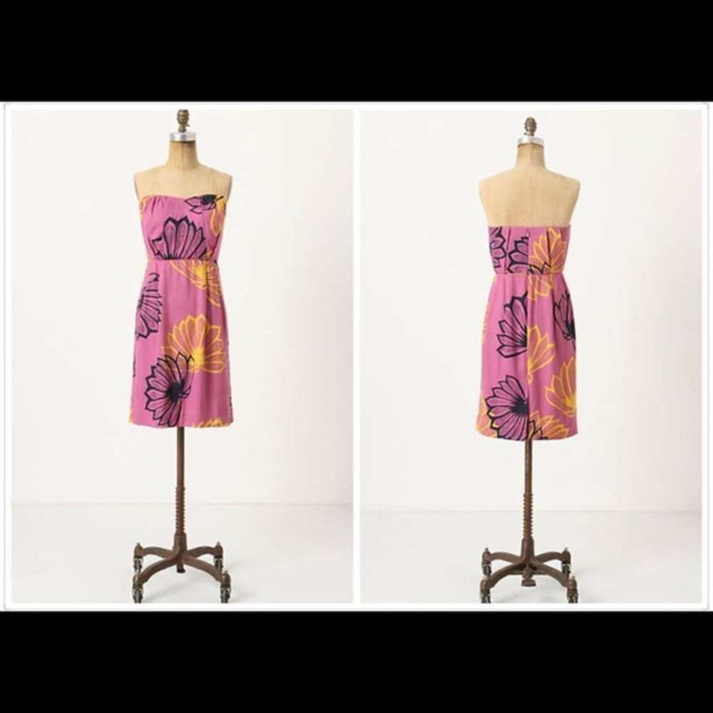 Anthropologie Sariah Sunburst Strapless Dress