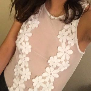 White mesh body suit