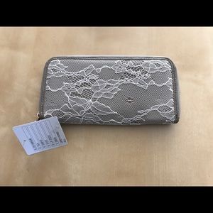 Super cute lace Kimchi Blue gray wallet. New.