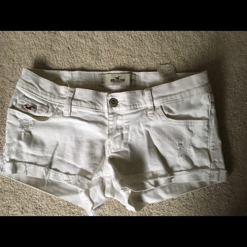 Hollister white jean short shorts