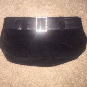 Black suede clutch