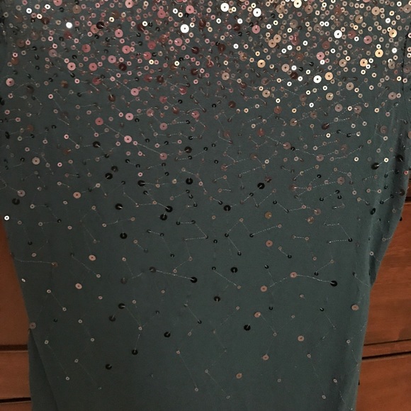 INC Emerald Sequin Short Sleeve Top - Picture 3 of 3