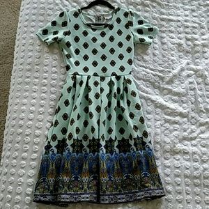 Lularoe Dipped Blue Amelia Dress Small Unicorn